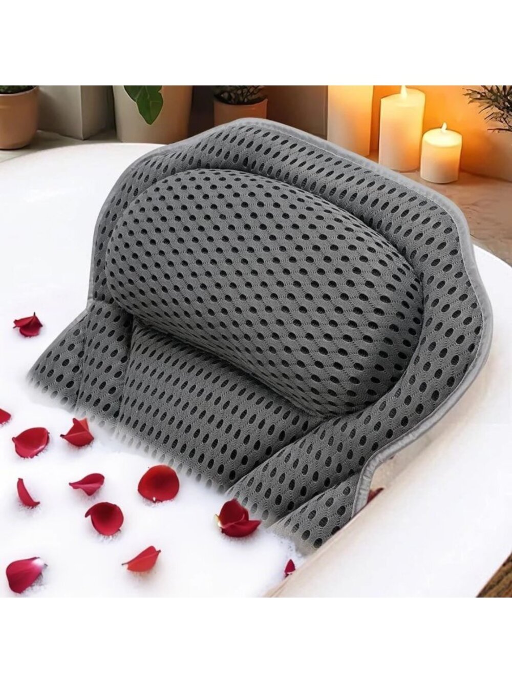 Luxury 4D Bath Pillow for Neck & Back Support - Spa Relaxation Accessory
